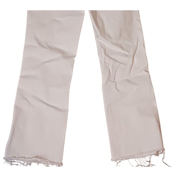 Zara Womens White High-Rise Cropped Flare Raw Hem Jeans Size 4‎ Denim - Picture 8 of 9